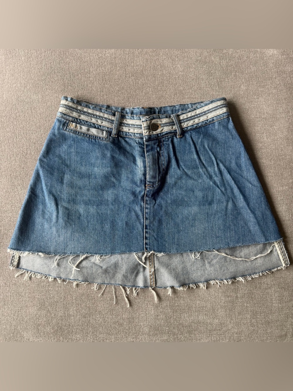 Marc Jacobs Vintage Asymmetric High Low Raw Hem Denim Mini Skirt 4 Y2K Downtown